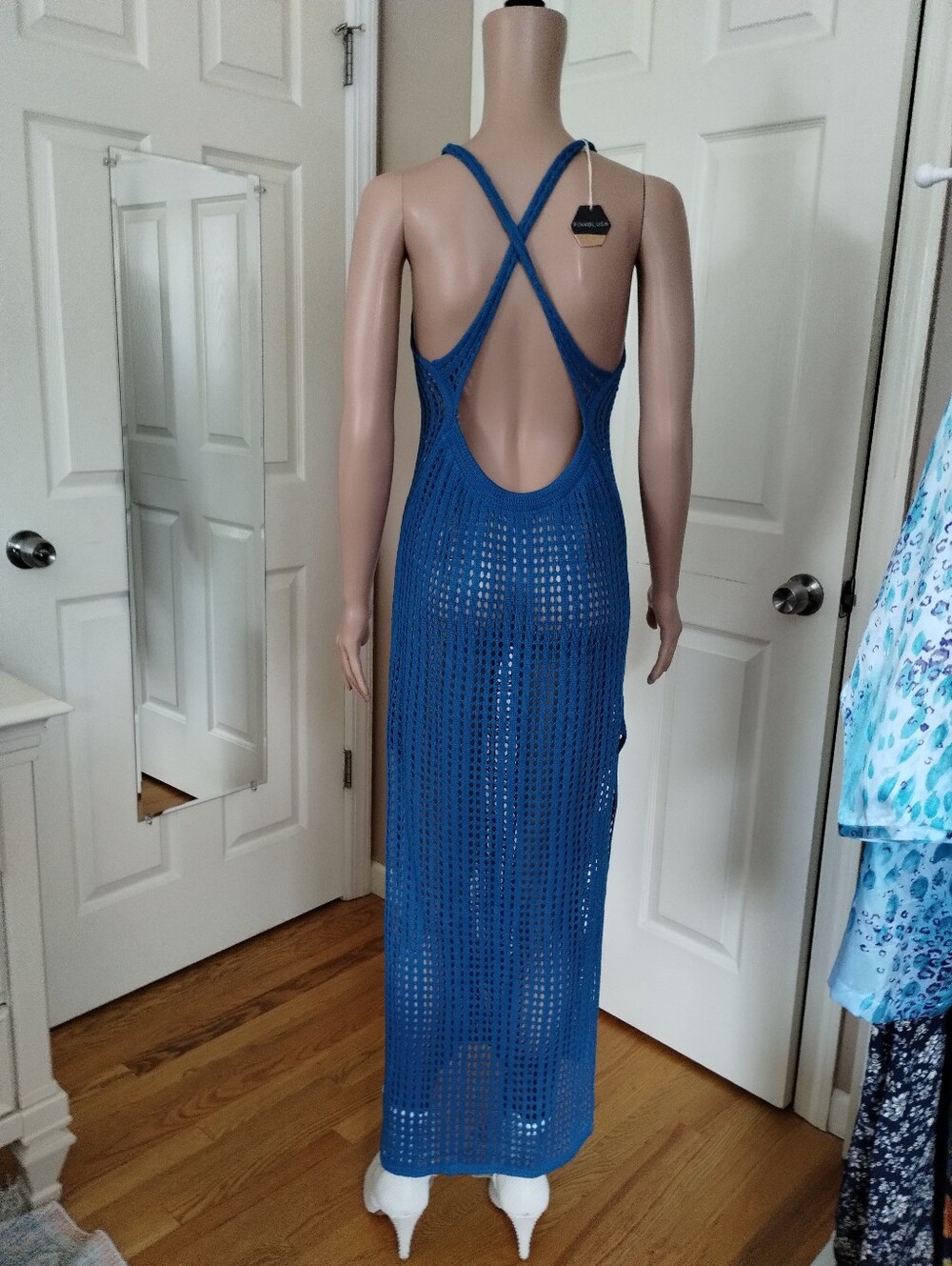 Pinkblush Bright Blue Crochet Cover-Up Dress - Picture 2 of 7